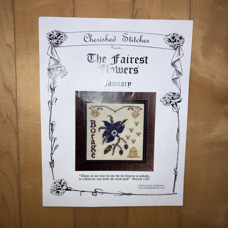 Cherished Stitches JANUARY BORAGE Cross stitch Chart/Pattern The Fairest Flowers