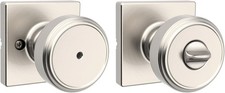 Kwikset Maven Interior Privacy Door Knob with Lock, Square Door Handle for Bathr