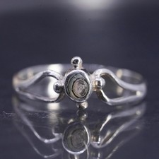 size 4.5, Vintage southwestern sterling silver 925 band ring with oval abalone