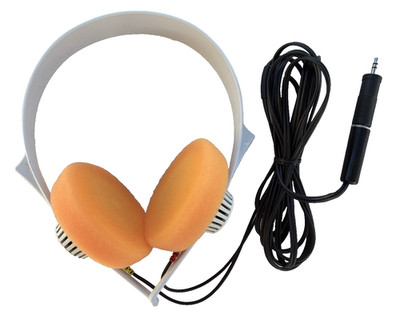 Vintage Sennheiser Wired HD 414 White Headphones, Orange Ear Pads, EPOC