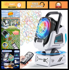 Upgraded Bubble Machine with Remote, RGB Lights, Rechargeable Battery, Fun for K