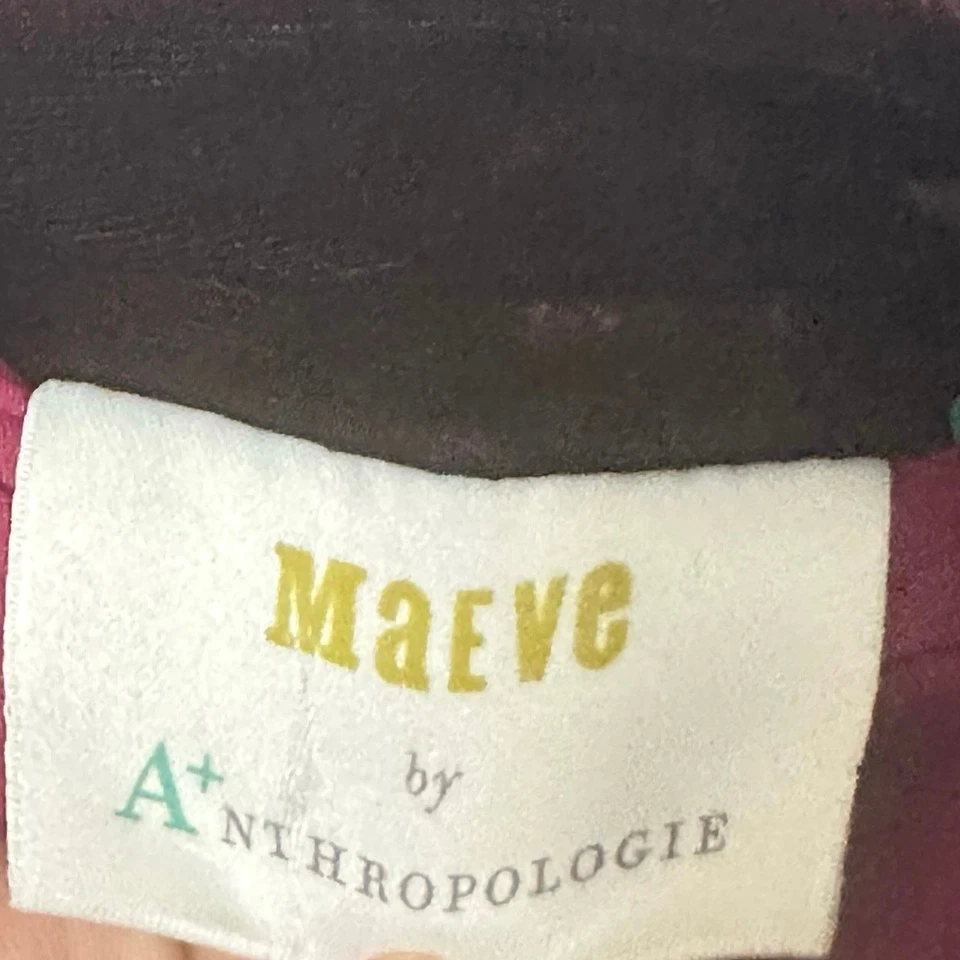 Abrigo Anthropologie Maeve para mujer 2X lentejuelas terciopelo rojo vino cremallera acolchada Foto 4 de 4