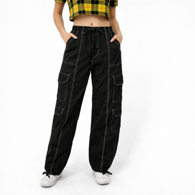 Refuge Black Contrast Stitch Cargo Pants Womens Small Gorpcore Utilty Y2K Grunge