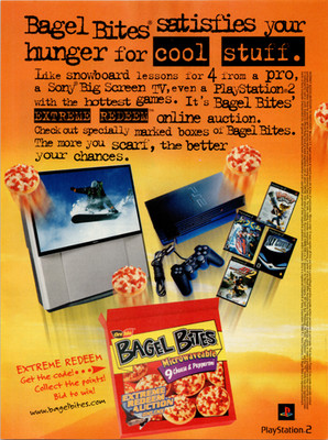 Bagel Bites PlayStation 2 Extreme Redeem Vintage Print Ad 2002 Gaming Poster