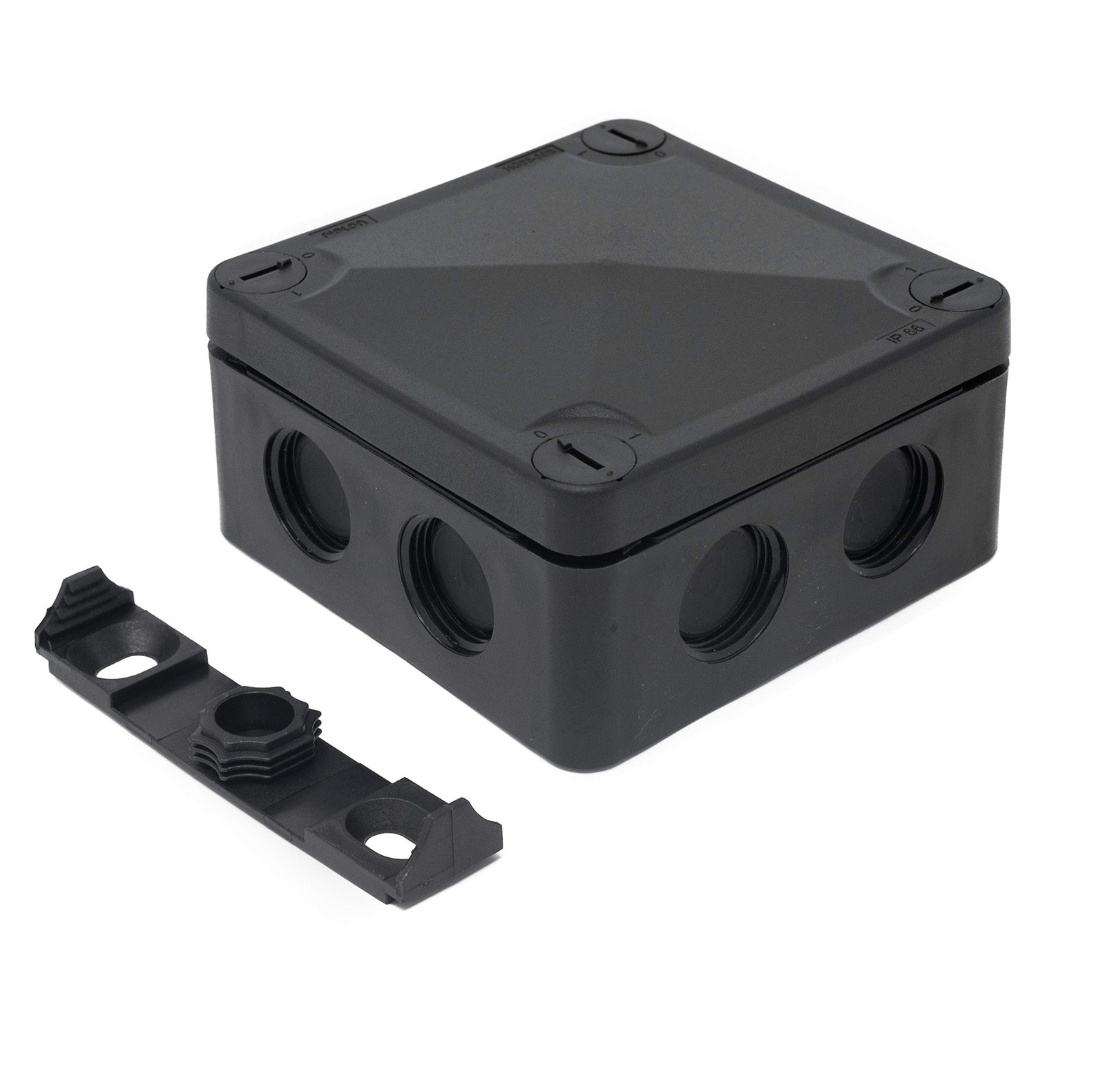 IP66 External/Outdoor Waterproof Junction Box (86x86x50mm) 86x86x50mm, Black