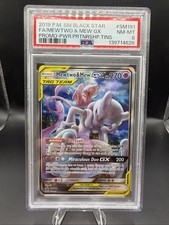 2019 PM SM Black Star Mewtwo &Mew GX Promo Lattine #SM191 PSA 8 carte Pokemon