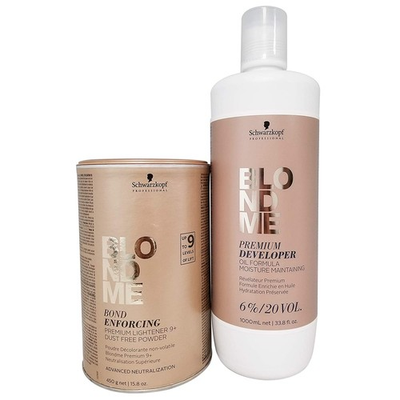 #ad Schwarzkopf DUO Blond Me Premium Lift 9 Bleach and 6% Developer 33.8 oz SET $42.84