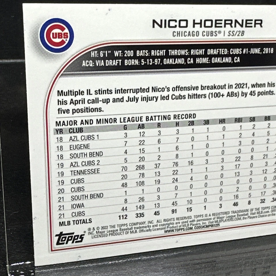 2022 Topps Opening Day Opening Day Blue Foil Nico Hoerner #147 With Print Errors - Image 3 of 3