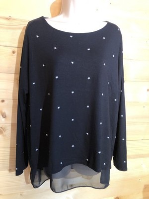 Phase Eight Navy Blue Nova Star Print Chiffon Long Sleeve Tunic Top 12