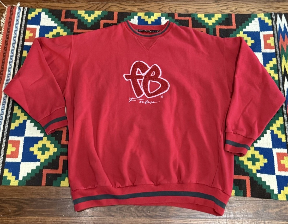 Vintage Y2K FUBU Crewneck Pullover Sweatshirt Embroidered Spellout Medium  Red M