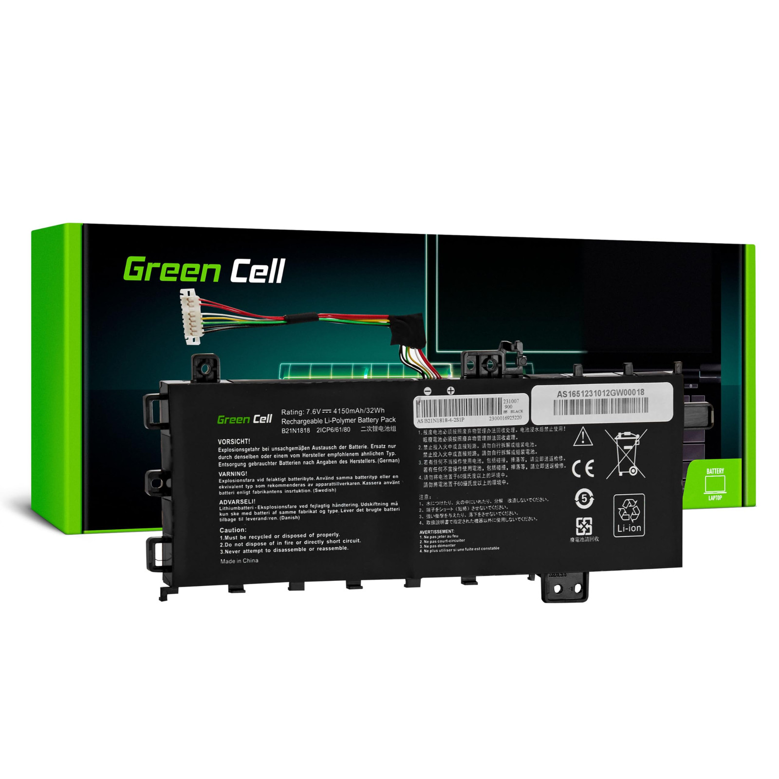 Batteria Asus VivoBook 15 A512DA A512FA | Green Cell B21N1818 7.6V