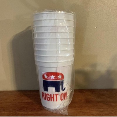  Right On  Republican Elephant Red, White, & Blue Plastic Cups