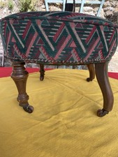 Victorian Walnut Upholstered Footstool In Good Condition 2 Styles Of Legs