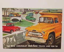 Vintage 1956 Chevrolet Task Force Truck Line Brochure Fold Out Work Farm