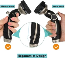 RESTMO Hose Nozzle Heavy Duty, Metal Water Hose Sprayer for Garden, 9 Spra Black