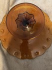 VTG Indiana Glass Amber Teardrop Pattern Scalloped Edge Pedestal Cake Stand  — photo 9