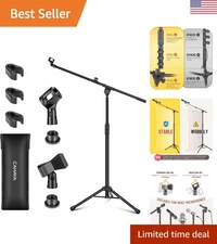 Portable Tripod Microphone Stand with Carrying Bag & Clips - Perfect for Events