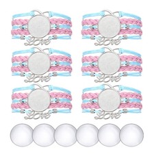 Bracelet Blanks for Jewelry Making 6pcs 25mm Powder Blue