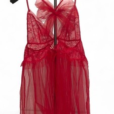 Victoria's Secret Lace Babydoll Lingerie Red Lace Mesh Tulle Sz Large 1 Pc