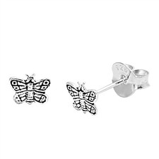 Animal Tiny Detailed Butterfly Cute Sterling Silver Small Insect Stud Earrings