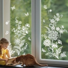 Window Clings Spring Summer Static Window Stickers Daisy White Flowers
