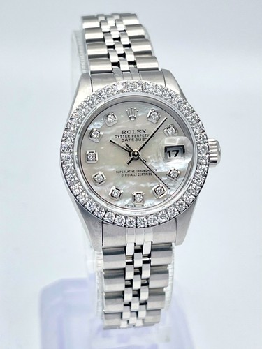 Rolex Datejust 26mm 69174 Mother of Pearl Diamond Dial Diamond Bezel Jubilee Box