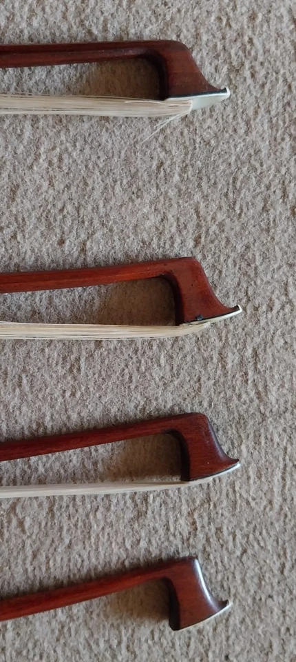 4 alte Geigenbögen 4 antique Violin Bows Pfretzschner? Nürnberger? - Bild 4 von 4