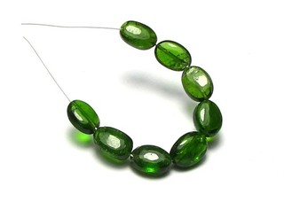 CHROME DIOPSIDE Oval Beads Green 7mm NATURAL 8 pcs