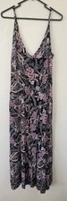 Women's Maxi Dress Rusty Size 12 Black Floral Beach Long And Flowy.