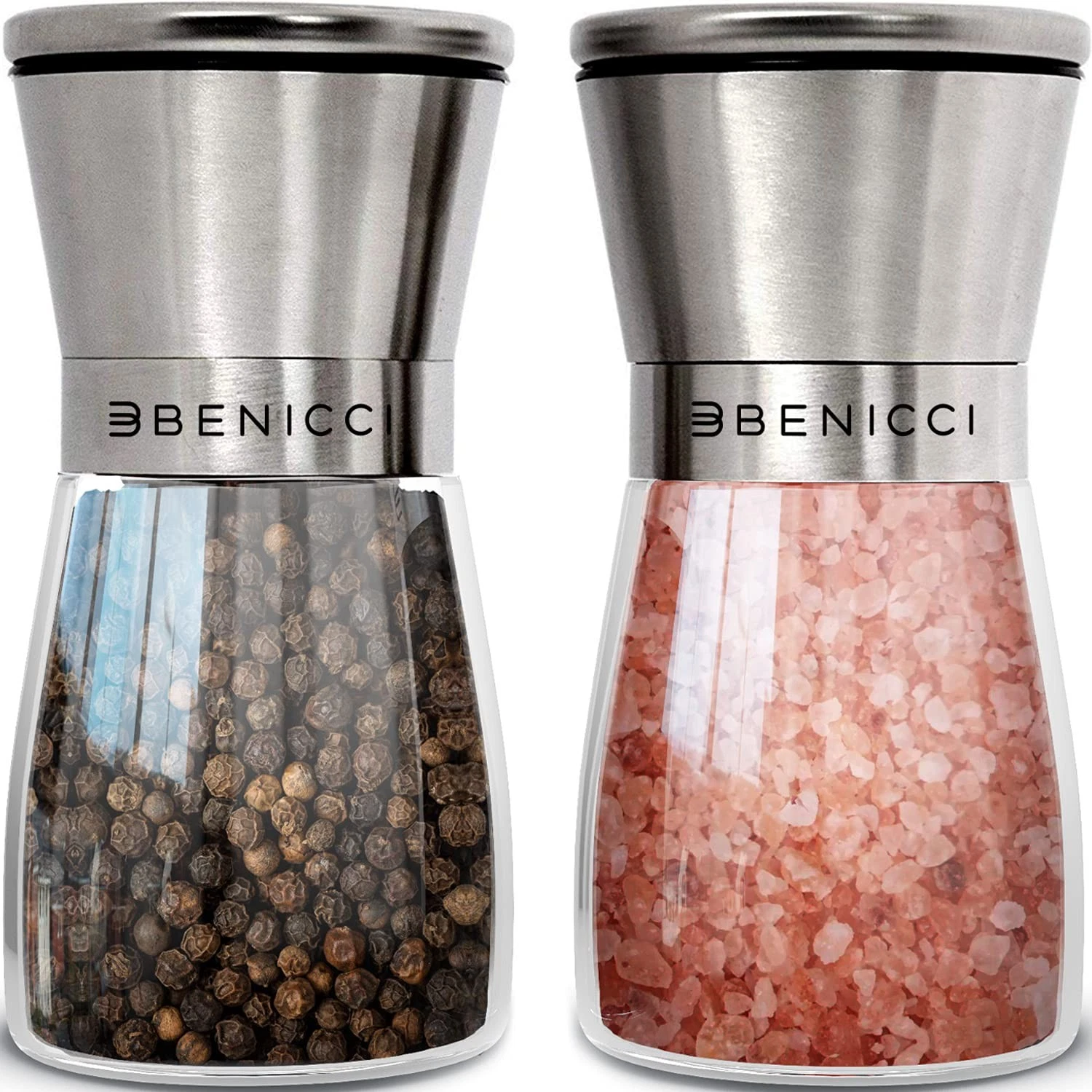 Beautiful Stainless Steel Salt and Pepper Grinder Set of 2 - Pepper Mill & Salt