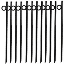 12 Pack 16 Inch Ground Stakes Heavy Duty, Black Steel Ground Anchors with Loo...