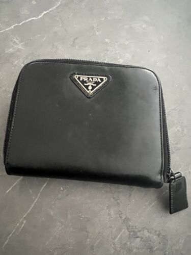PRADA Leather zip around wallet BLACK - Picture 1 of 9