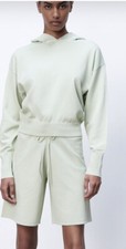 Zara Women  s Hoodie Knit Sweatshirt Light Green Pullover Cropped Size S , M 1
