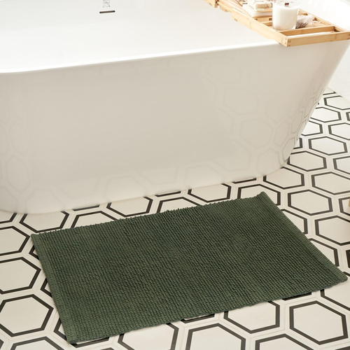 Beautiful Boho Rug for Your Bathroom - Soft Textured Washable Bath Mat Made of C