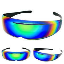 SPACE ROBOT PARTY RAVER COSTUME CYCLOPS FUTURISTIC SHIELD SUN GLASSES Thin Lens