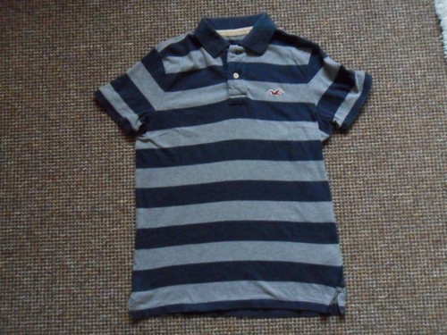 polo t-shirt, size S, striped blue/grey 