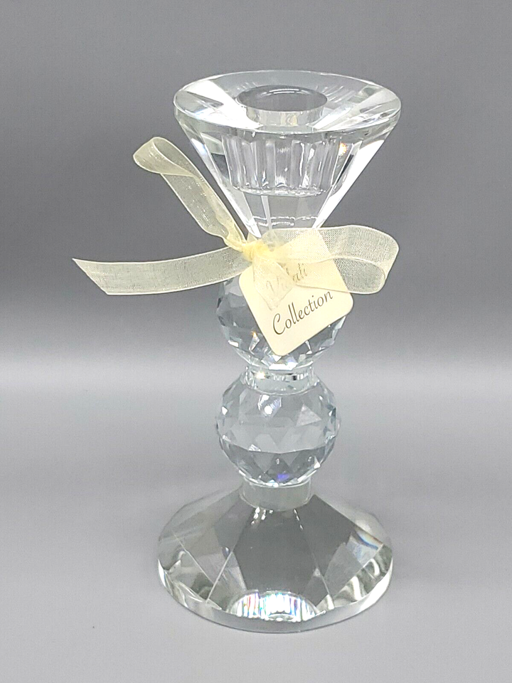 Crystal Vidali Candle Stick Pillar Clear Crystal Faceted Holder Taper
