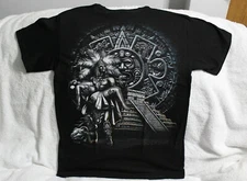 AZTEC WARRIOR AND LADY AZTEC CALENDAR SUN STONE MAYAN PYRAMID T-SHIRT SHIRT