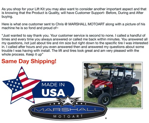 For Polaris Ranger Lift Kits Fits MidSize 2.5" Fit 2015 ETX Marshall Motoart USA - Picture 2 of 12