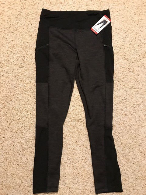 Womens Active LIFE Black Charcoal Fleece Lined Leggings Active Pants XL for sale online | eBay