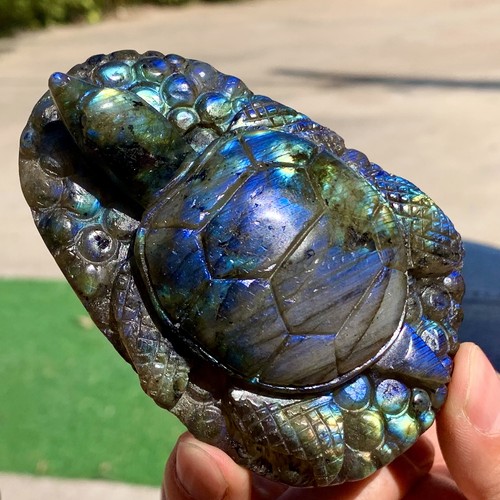 255G Naturale Splendido Quarzo Labradorite Cristallo Pietra Esemplare Tartaruga Guarigione - Foto 13 di 24