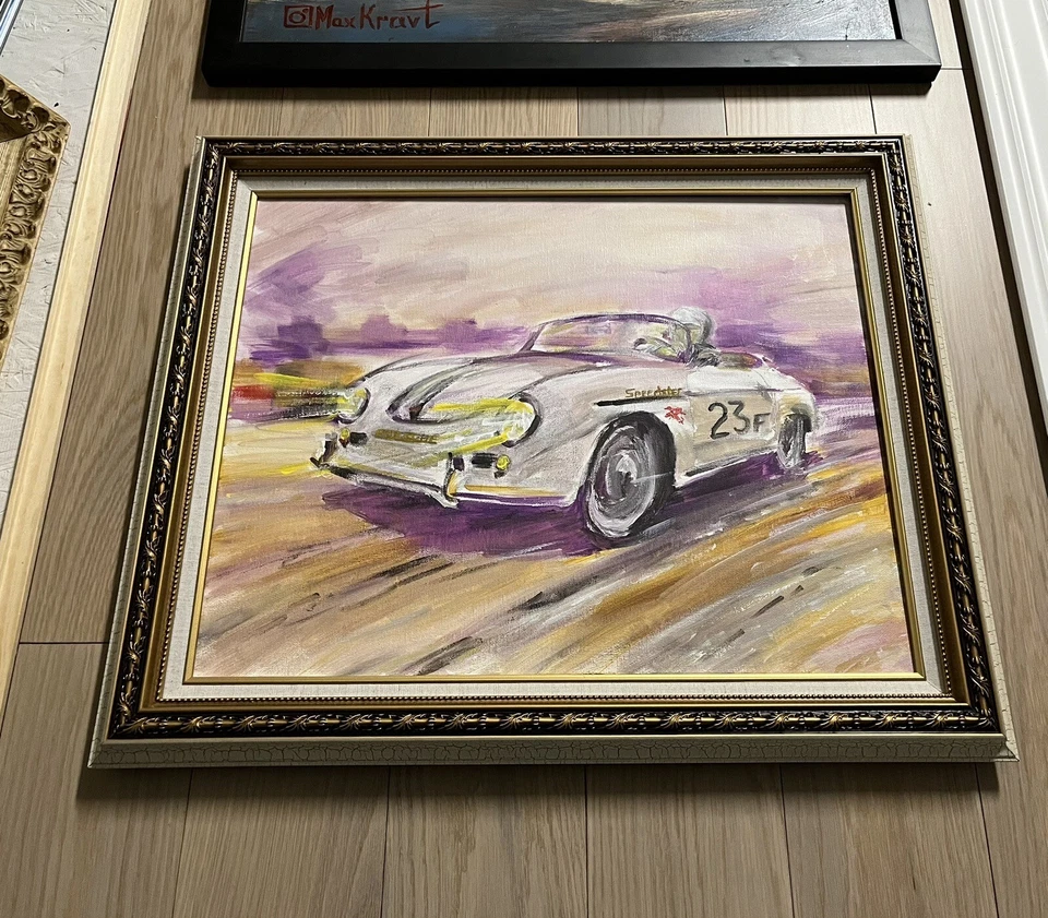 Pintura original James Dean Porsche 356 Speedster coche de carreras arte único certificado de autenticidad Foto 4 de 4