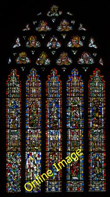 Photo 6x4 Stained glass window, s.II, Wells Cathedral 14th C. glass with  c2014