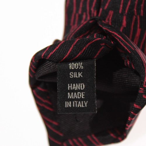 Paolo Albizzati NWT Neck Tie in Black w/ Red Abstract Lines 100% Silk - Picture 9 of 9