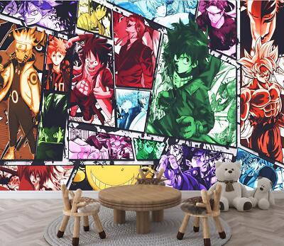 Vintage Anime Manga Collage Kunst Tapete Wandbild Abnehmbar Abziehbar Abziehen & Aufkleben