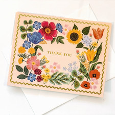 RIFLE PAPER CO. Thank You Card  Envelope - "BLOSSOM" Floral Metallic Blank A2