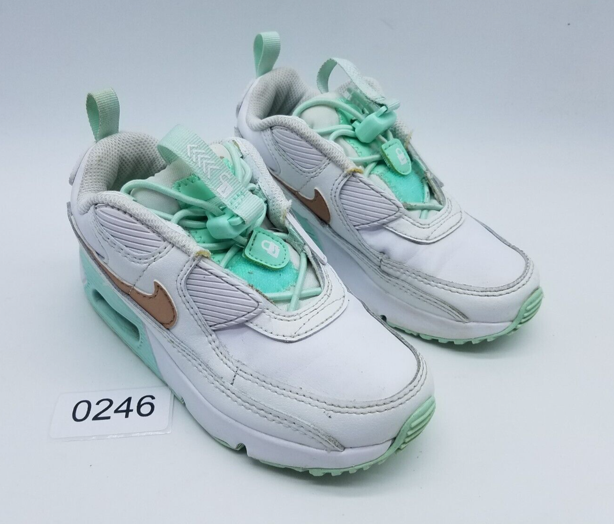 Nike Air Max 90 Toggle (PS) Girl's Size 12C Sneakers White Mint
