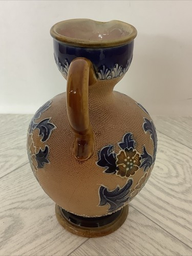 Royal Doulton Salter Stoneware Painted Jug 1898-1899 Floral Fleur-de-lys @bri #D - Picture 5 of 11