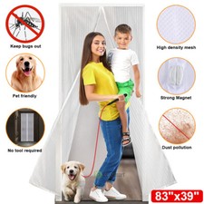Magnetic Screen Door Heavy Duty Hands-Free Mosquito Anti Bugs Fly Curtain White