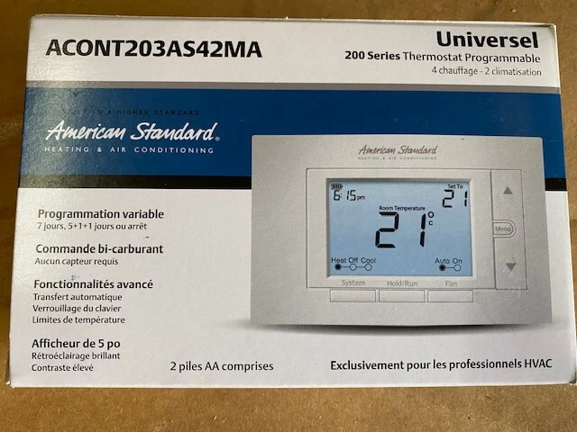 American Standard ACONT203AS42MA Universal Programmable Thermostat 4 Heat 2  Cool | eBay